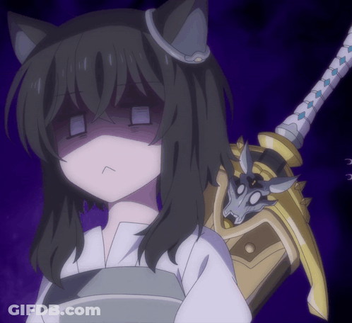 Girl With Cat Ears Holding Dragon Sword GIF