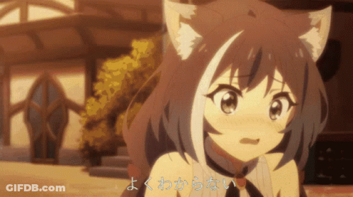 Girl With Cat Ears In Front Of Japanese Building GIF