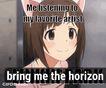Girl With Cat Ears Listening To Bring Me The Horizon GIF