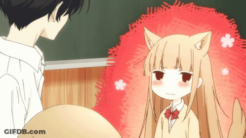Girl With Cat Ears Looking At Man GIF