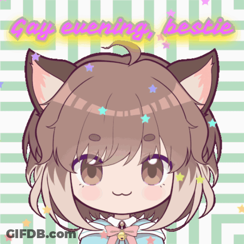 Girl With Cat Ears Saying Day Evening Bestie GIF
