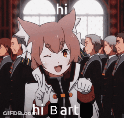 Girl With Cat Ears Saying Hi Bart GIF