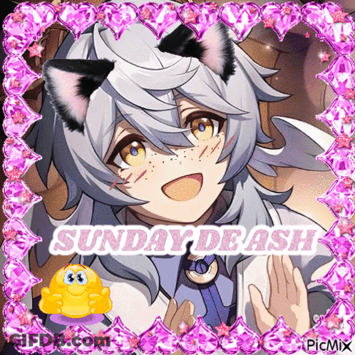 Girl With Cat Ears Saying Sunday De Ash GIF