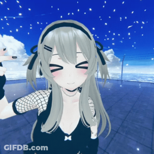 Girl With Choker And Fishnet Sleeves Taking Selfie Eyes Closed GIF
