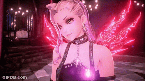 Girl With Choker In Front Of Red Lights GIF