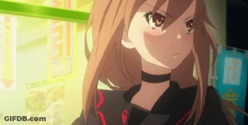 Girl With Choker Standing Before Sign GIF