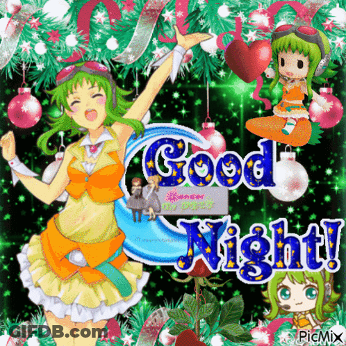 Girl With Christmas Decorations Saying Good Night GIF