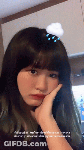 Girl With Cloud On Head Saying TMD GIF
