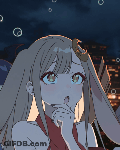 Girl With Crescent Moon On Head Looking Up GIF