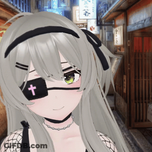Girl With Cross On Eye And Choker GIF