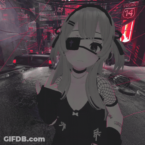 Girl With Cross On Eye Standing In Front Of Sign 14 GIF