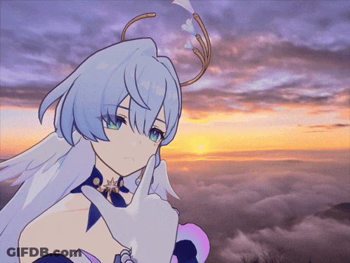 Girl With Crown Against Cloudy Sky GIF