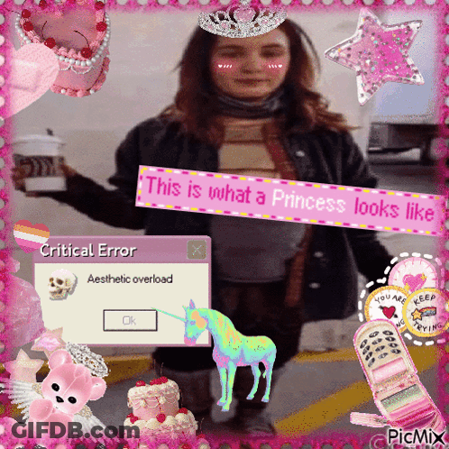 Girl With Crown And Error Message GIF