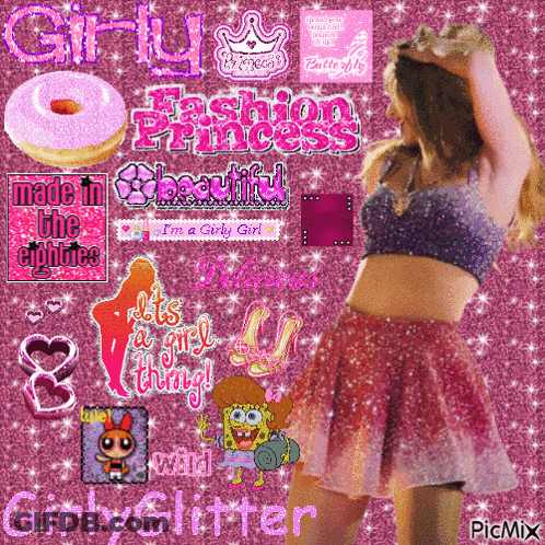 Girl With Crown And Glitter GIF