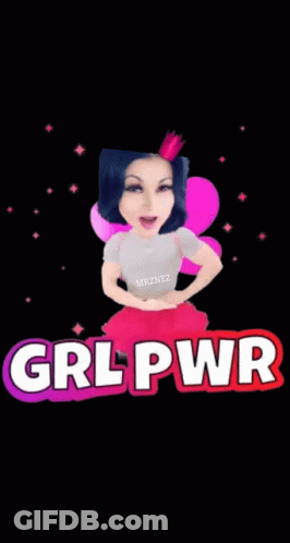 Girl With Crown And Grl Pwr GIF