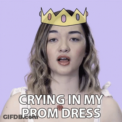 Girl With Crown Crying In Prom Dress GIF