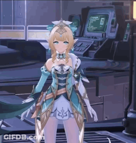Girl With Crown In Front Of Computer Saying A GIF