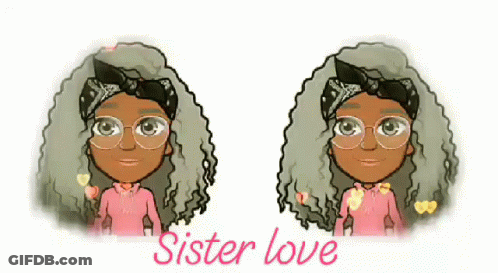 Girl With Curly Hair And Glasses Saying Sister Love GIF