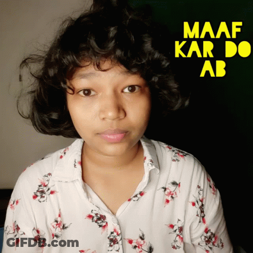 Girl With Curly Hair In Front Of Maaf Kar Do Ab Poster GIF