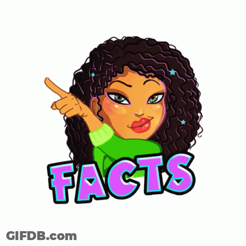 Girl With Curly Hair Pointing Facts GIF