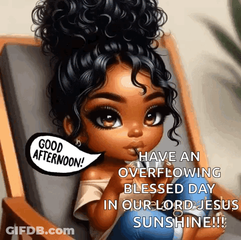 Girl With Curly Hair Saying Good Afternoon GIF