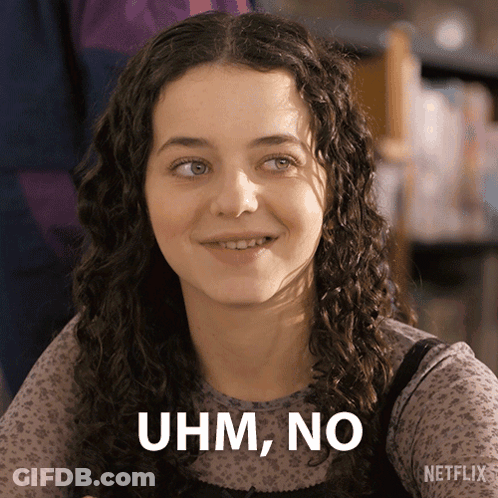 Girl With Curly Hair Saying Uhm No GIF