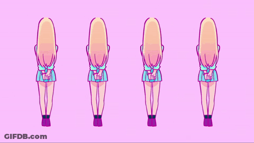 Girl With Different Outfits And V Hat GIF