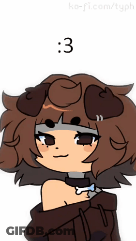 Girl With Dog Ear And Number 3 GIF