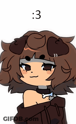Girl With Dog Ears And Number 3 GIF
