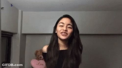 Girl With Eyes Closed And Mouth Open GIF