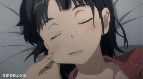 Girl With Eyes Closed Being Touched GIF