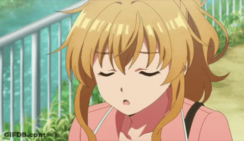 Girl With Eyes Closed In Pink Jacket GIF