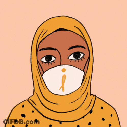 Girl With Face Mask Letter M GIF