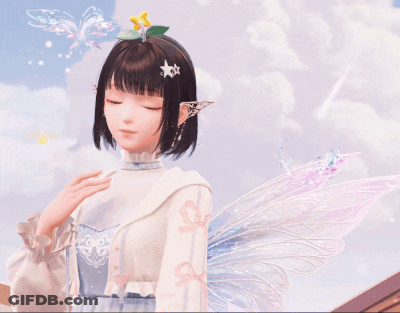 Girl With Fairy Wings And Flower GIF
