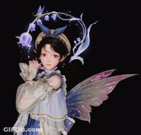 Girl With Fairy Wings And Flower Crown GIF