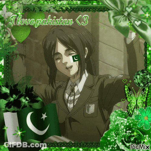Girl With Flag On Face Saying I Love Pakistan GIF