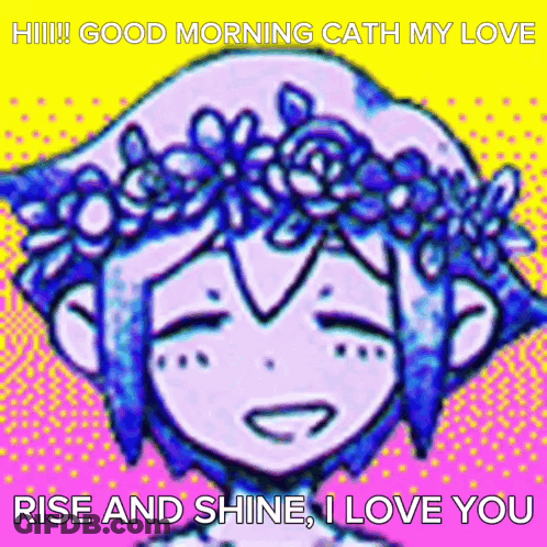 Girl With Flower Crown Saying Good Morning GIF