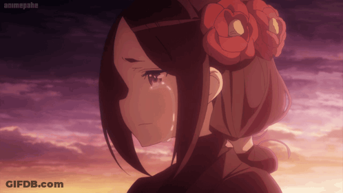 Girl With Flower In Hair Crying Animepahe GIF