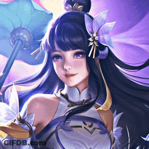 Girl With Flower In Hair Holding Wand GIF