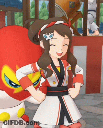 Girl With Flower In Hair Red And Yellow Monster GIF