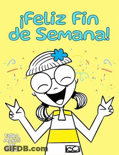 Girl With Flower In Hair Saying Feliz Fin De Semana GIF