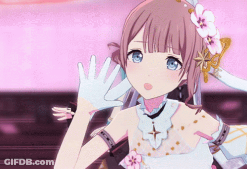 Girl With Flower In Hair Waving GIF