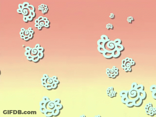 Girl With Flowers Flying Around GIF