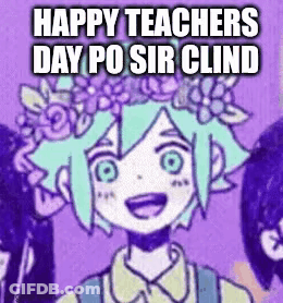 Girl With Flowers In Hair Happy Teachers Day GIF