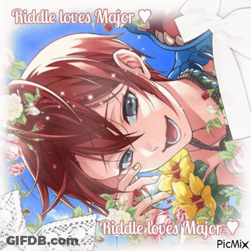 Girl With Flowers Saying Riddle Loves Major GIF