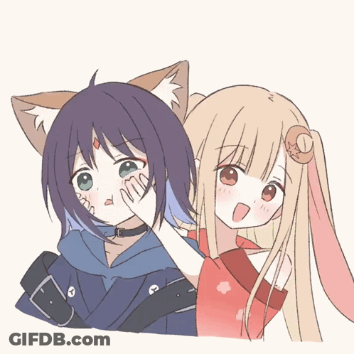 Girl With Fox Ear And Girl With Bunny Ear GIF