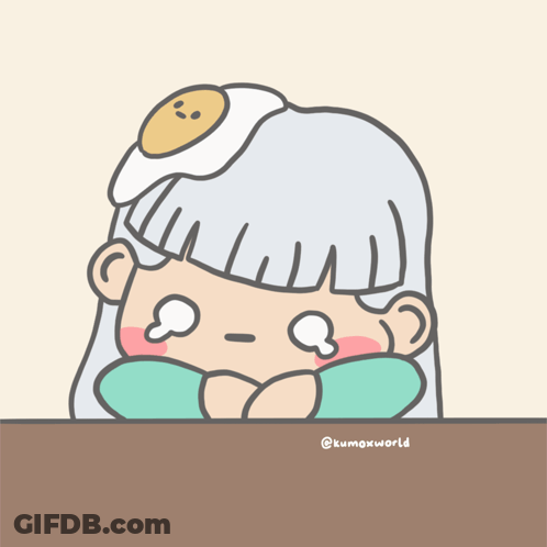 Girl With Fried Egg On Head Kumaxworld GIF