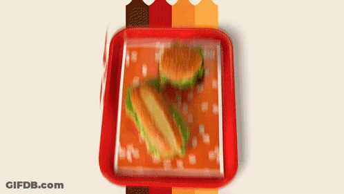 Girl With Glasses And Burger King Crown Holding Hamburger GIF