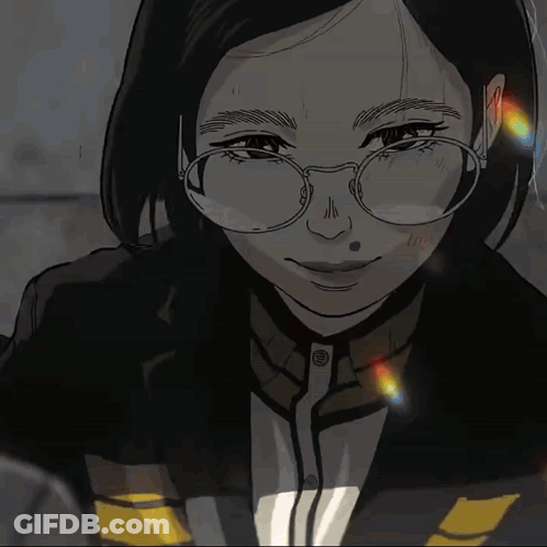 Girl With Glasses And E Button GIF