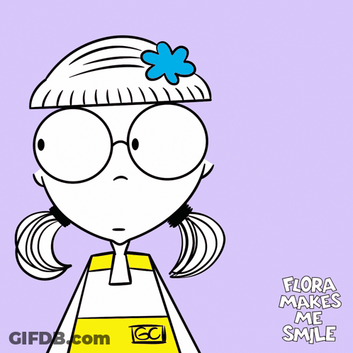 Girl With Glasses And Flower Saying Flora Makes Me Smile GIF